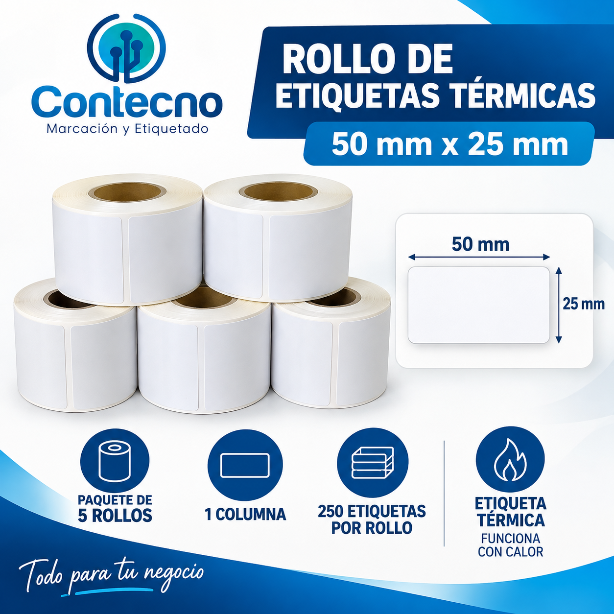 Etiqueta Térmica para Impresora Portátil 50 × 25 mm